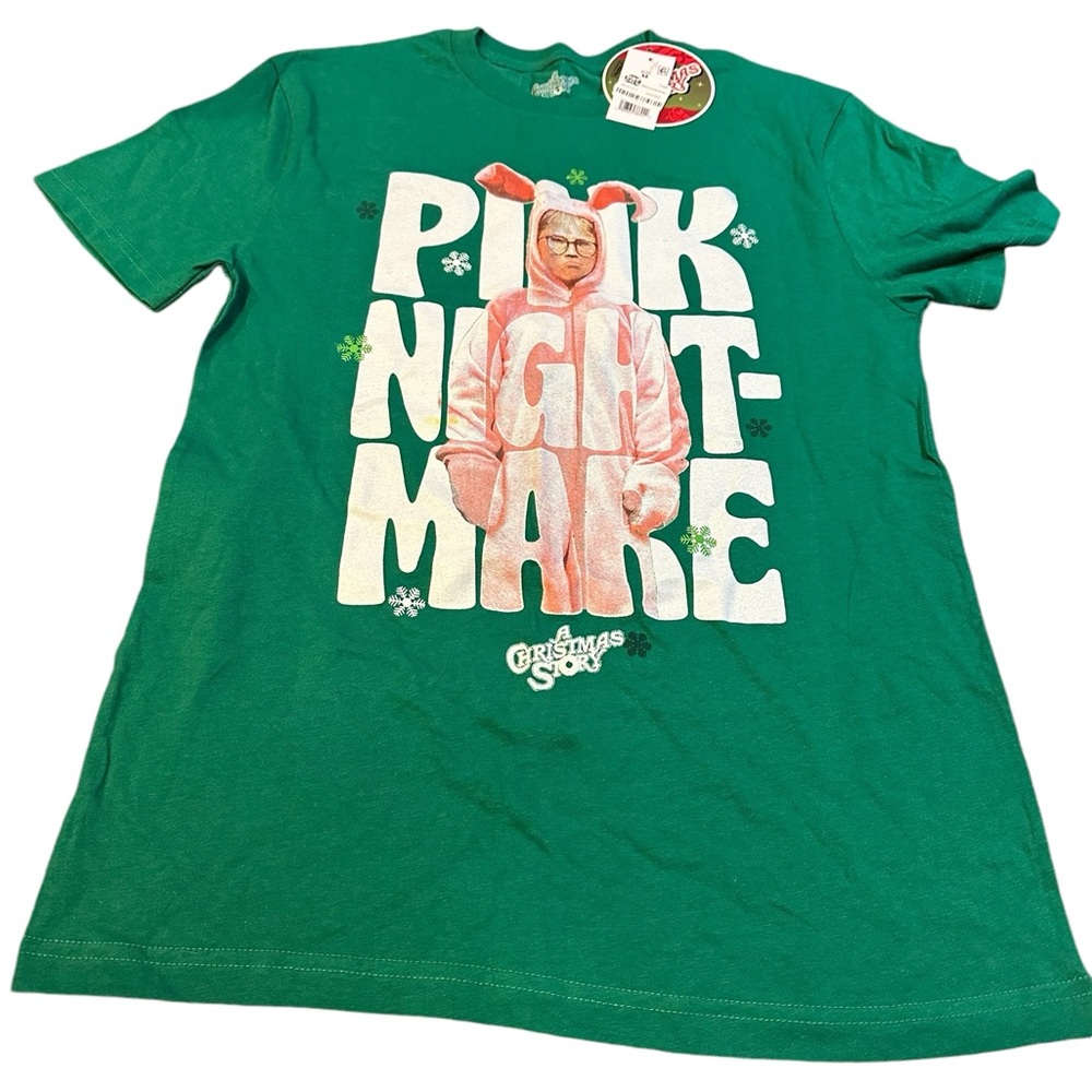 A Christmas Story Pink Nightmare Short Sleeve T Shirt Green‎ -Adult medium